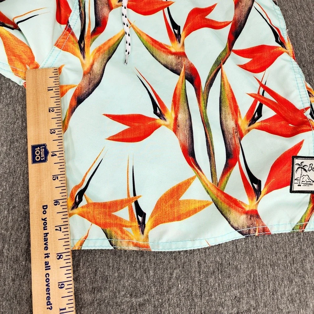 Body Glove Hawaiian Board Short 36 Men Blue Red Bird Paradise Tropical Swim 8